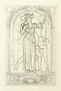 カレンダーの準備図、c.1890（紙に鉛筆とペンとインク） 作： Walter Crane